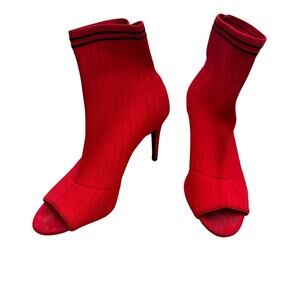 INC International Concepts Sz 9.5 M Red Sock Pull On Stiletto Heel Peep Toe EUC